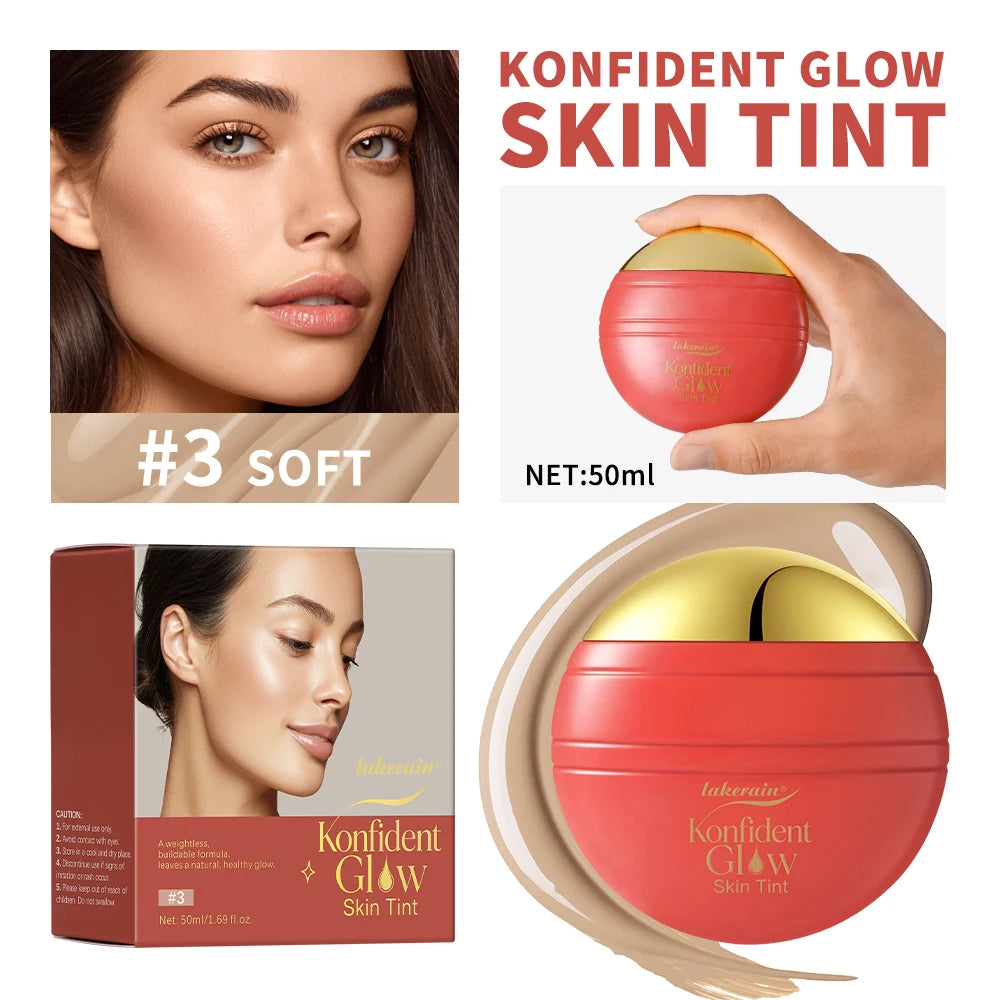 Hydrating Glow Skin Tint Foundation Oil-Free Glass Skin Facial Makeup Base Sweat Resistant Skin Friendly Light Coverage Makeup
