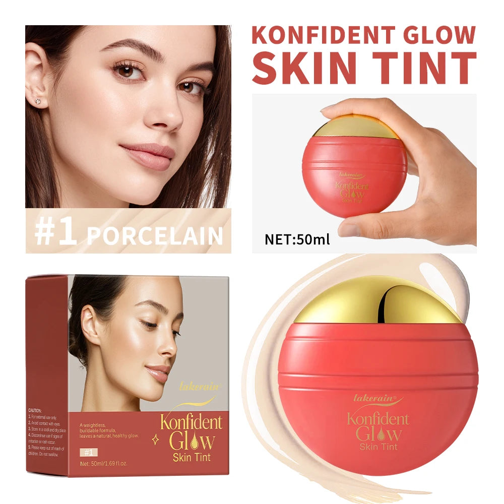 Hydrating Glow Skin Tint Foundation Oil-Free Glass Skin Facial Makeup Base Sweat Resistant Skin Friendly Light Coverage Makeup