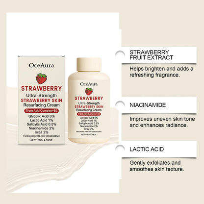 Strawberry Glow Body Cream with Niacinamide Salicylic Acid Exfoliating Moisturizer Smooth Skin Non Greasy Hydrating Holiday Gift