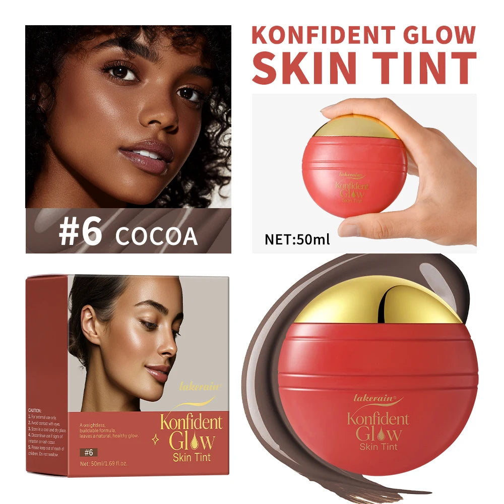 Hydrating Glow Skin Tint Foundation Oil-Free Glass Skin Facial Makeup Base Sweat Resistant Skin Friendly Light Coverage Makeup