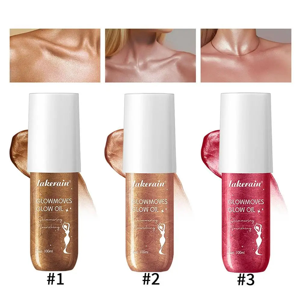Lakerain Glowmotions Glow Body Oil 100ml Long Lasting Hydrating Shimmer Bronze Non-Greasy Summer Body Care Glow Oil Makeup