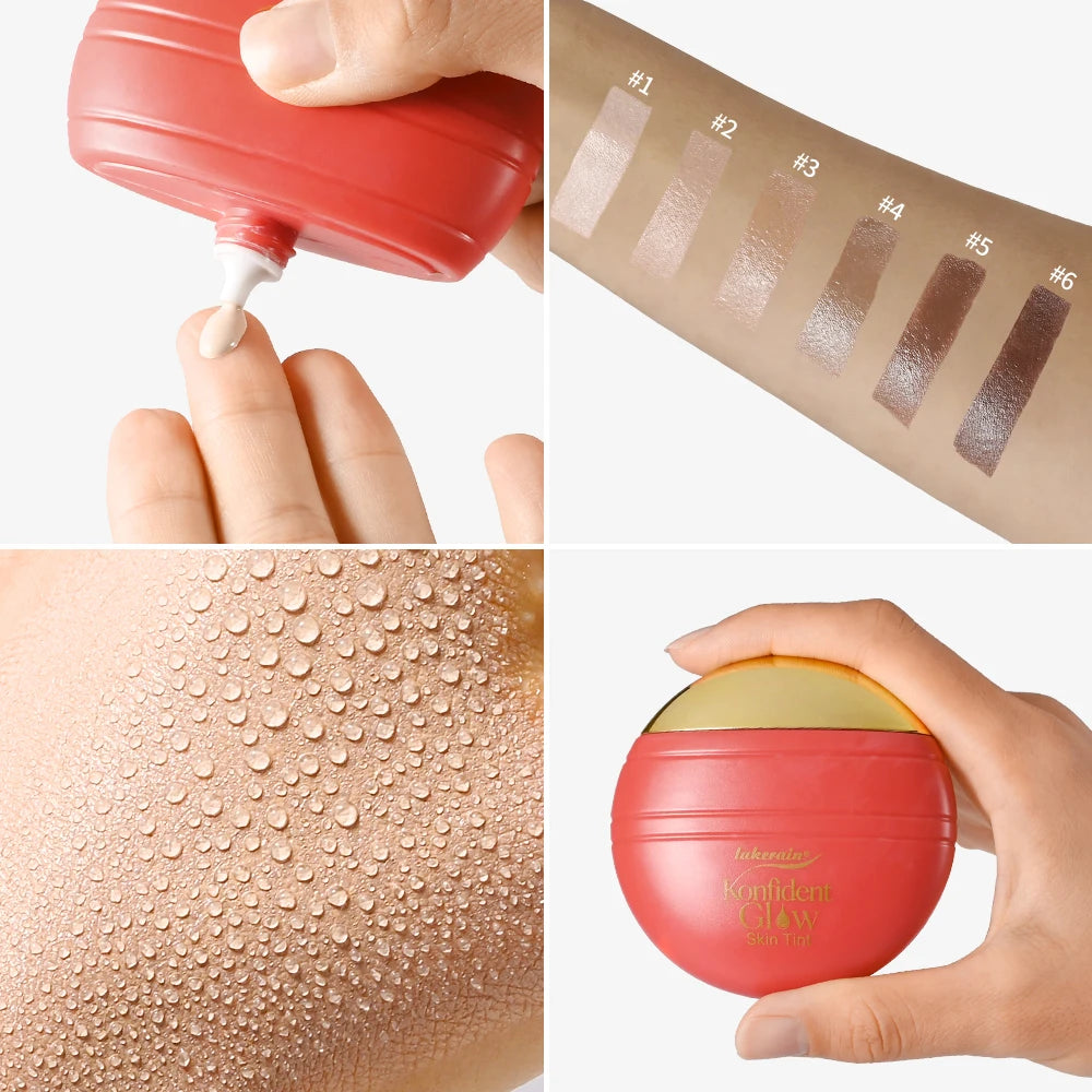 Hydrating Glow Skin Tint Foundation Oil-Free Glass Skin Facial Makeup Base Sweat Resistant Skin Friendly Light Coverage Makeup