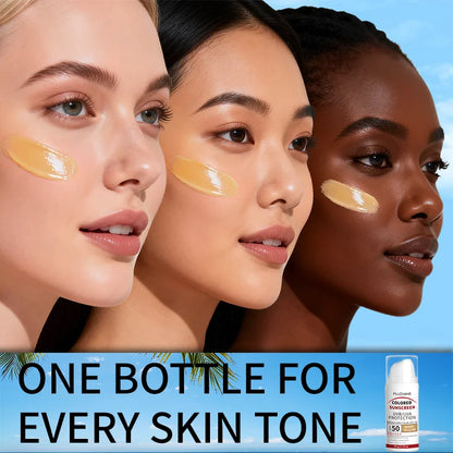 Tinted Sunscreen-Instant Glass Skin Glow BB Cream With SPF 50, Natural Glow,Waterproof, Warm Yellow Tone That Adapts To Skin