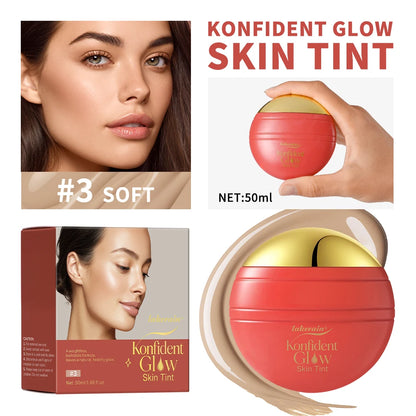 Hydrating Glow Skin Tint Foundation Oil-Free Glass Skin Facial Makeup Base Sweat Resistant Skin Friendly Light Coverage Makeup