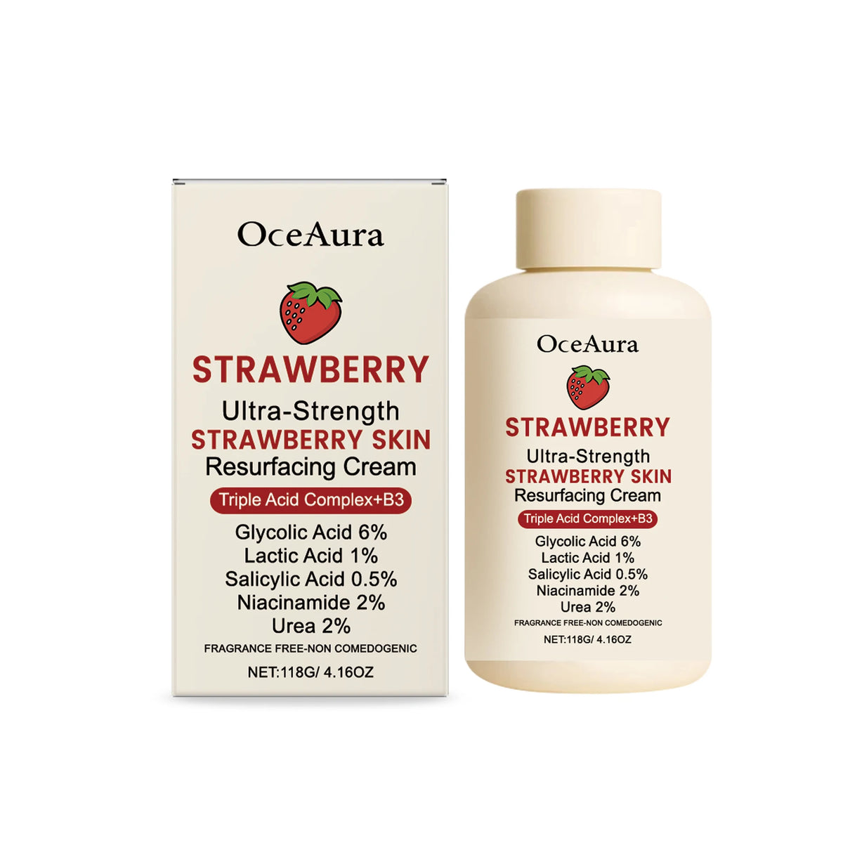 Strawberry Glow Body Cream with Niacinamide Salicylic Acid Exfoliating Moisturizer Smooth Skin Non Greasy Hydrating Holiday Gift