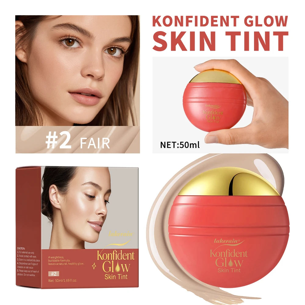 Hydrating Glow Skin Tint Foundation Oil-Free Glass Skin Facial Makeup Base Sweat Resistant Skin Friendly Light Coverage Makeup