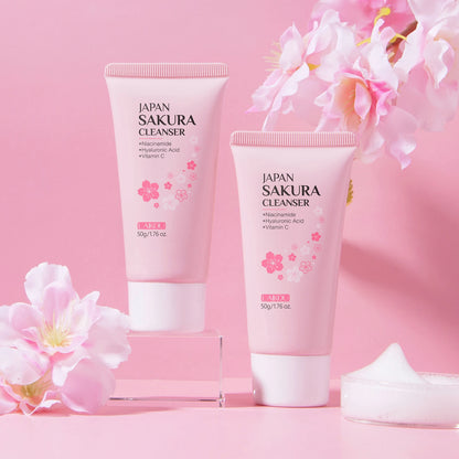 2 PCS LAIKOU Japan Sakura Cleanser 50g Deep Cleansing Soften Skin Moisturizing Gentle Facial Wash