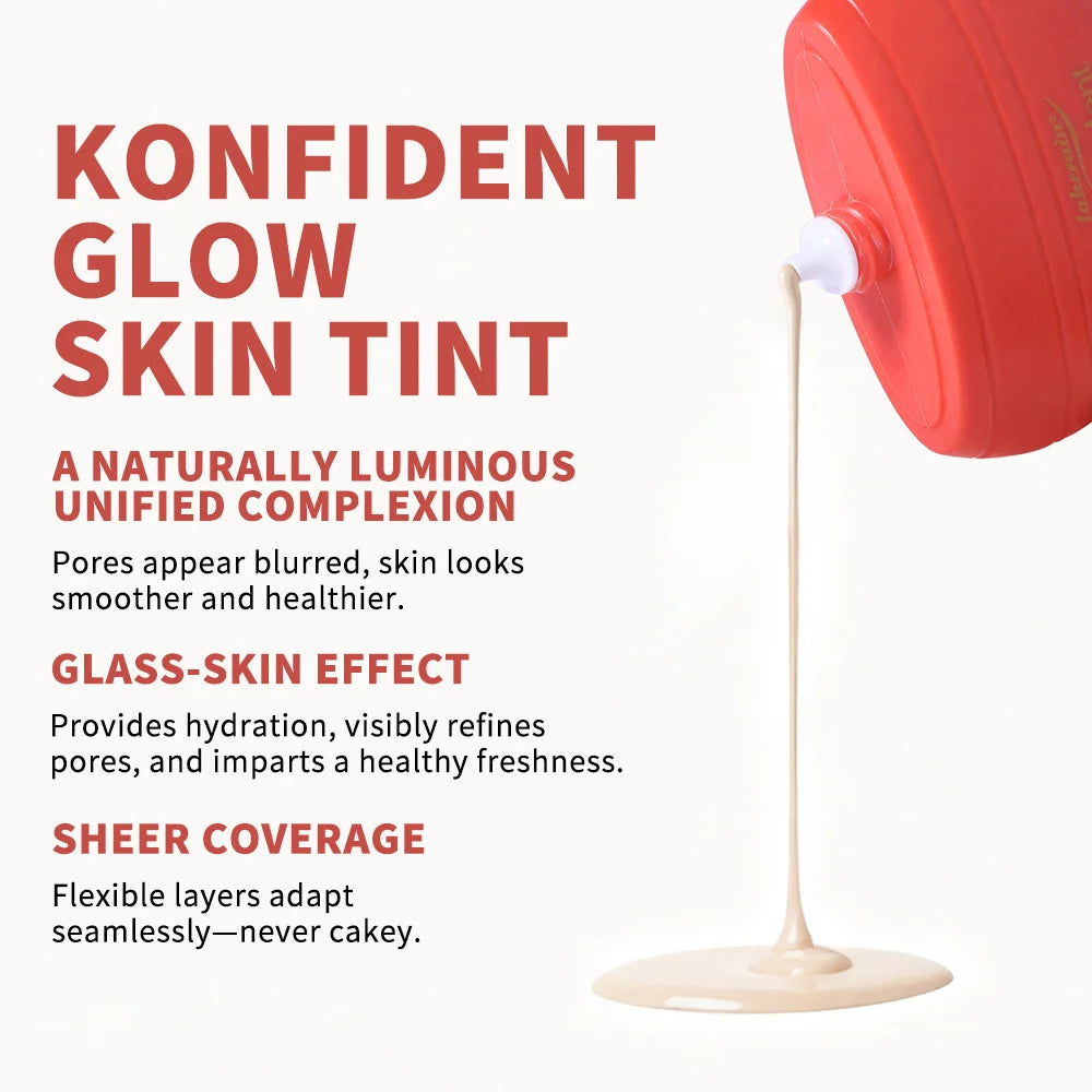 Hydrating Glow Skin Tint Foundation Oil-Free Glass Skin Facial Makeup Base Sweat Resistant Skin Friendly Light Coverage Makeup