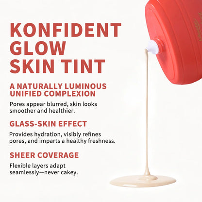 Hydrating Glow Skin Tint Foundation Oil-Free Glass Skin Facial Makeup Base Sweat Resistant Skin Friendly Light Coverage Makeup