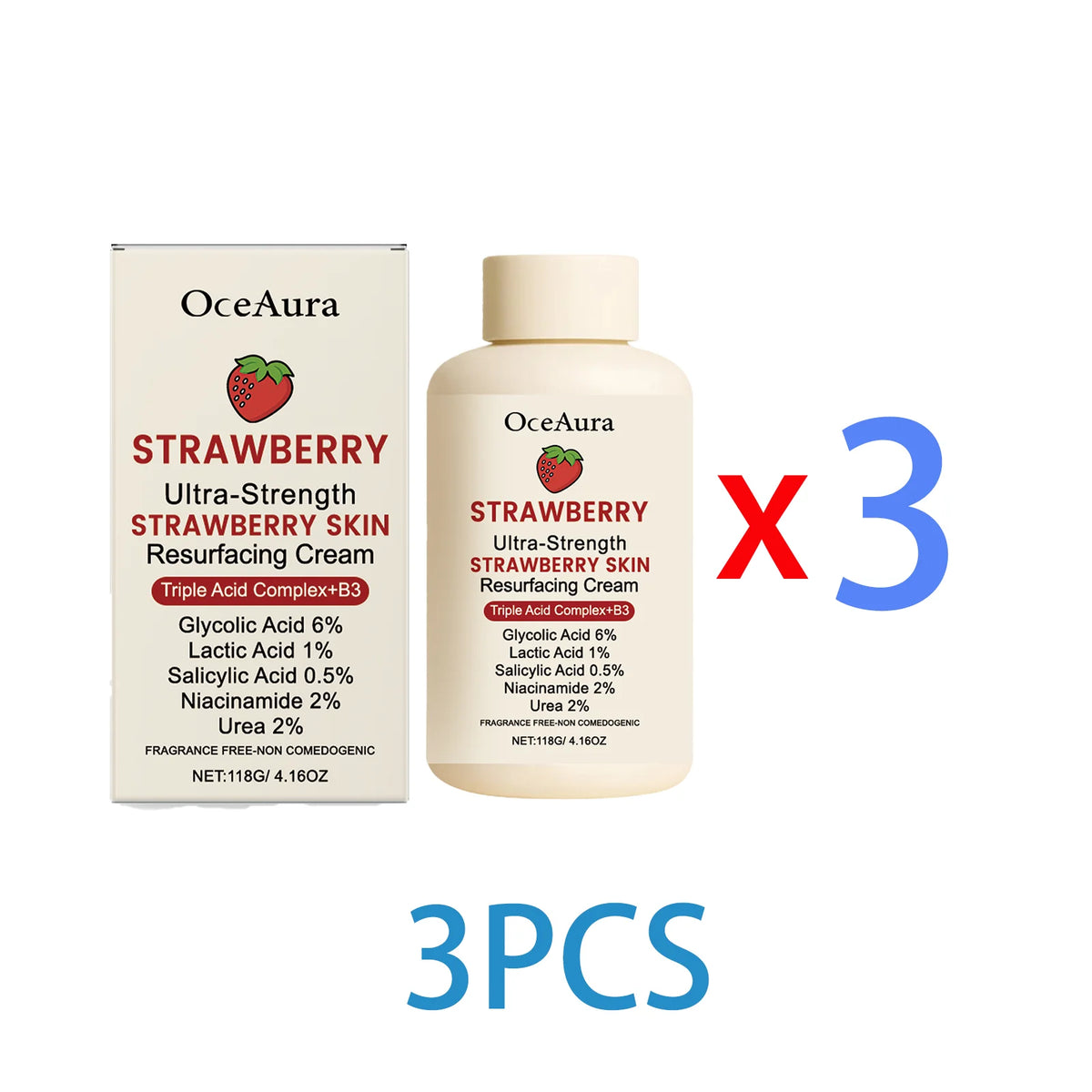 Strawberry Glow Body Cream with Niacinamide Salicylic Acid Exfoliating Moisturizer Smooth Skin Non Greasy Hydrating Holiday Gift