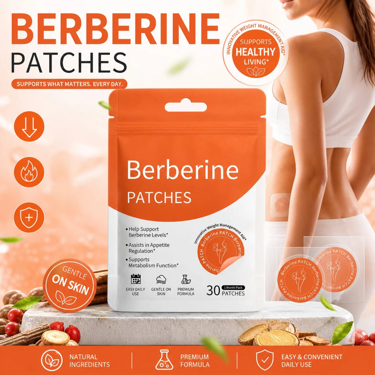 Body Care Patch Protects and Nourishes Skin Highlights Body Contours Lightweight Moisturizing Care Patches Portable