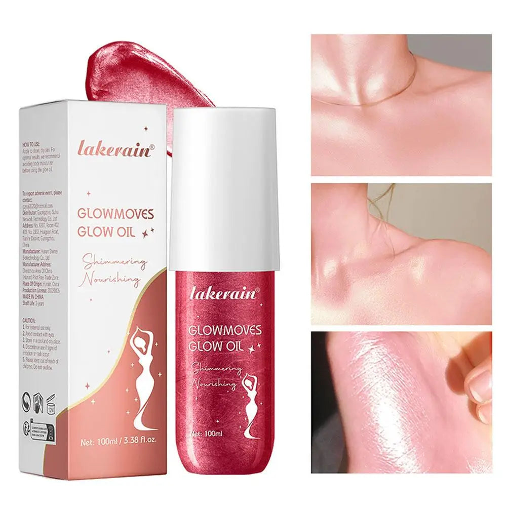 Lakerain Glowmotions Glow Body Oil 100ml Long Lasting Hydrating Shimmer Bronze Non-Greasy Summer Body Care Glow Oil Makeup
