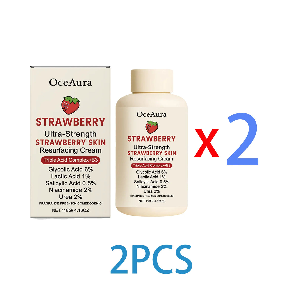 Strawberry Glow Body Cream with Niacinamide Salicylic Acid Exfoliating Moisturizer Smooth Skin Non Greasy Hydrating Holiday Gift