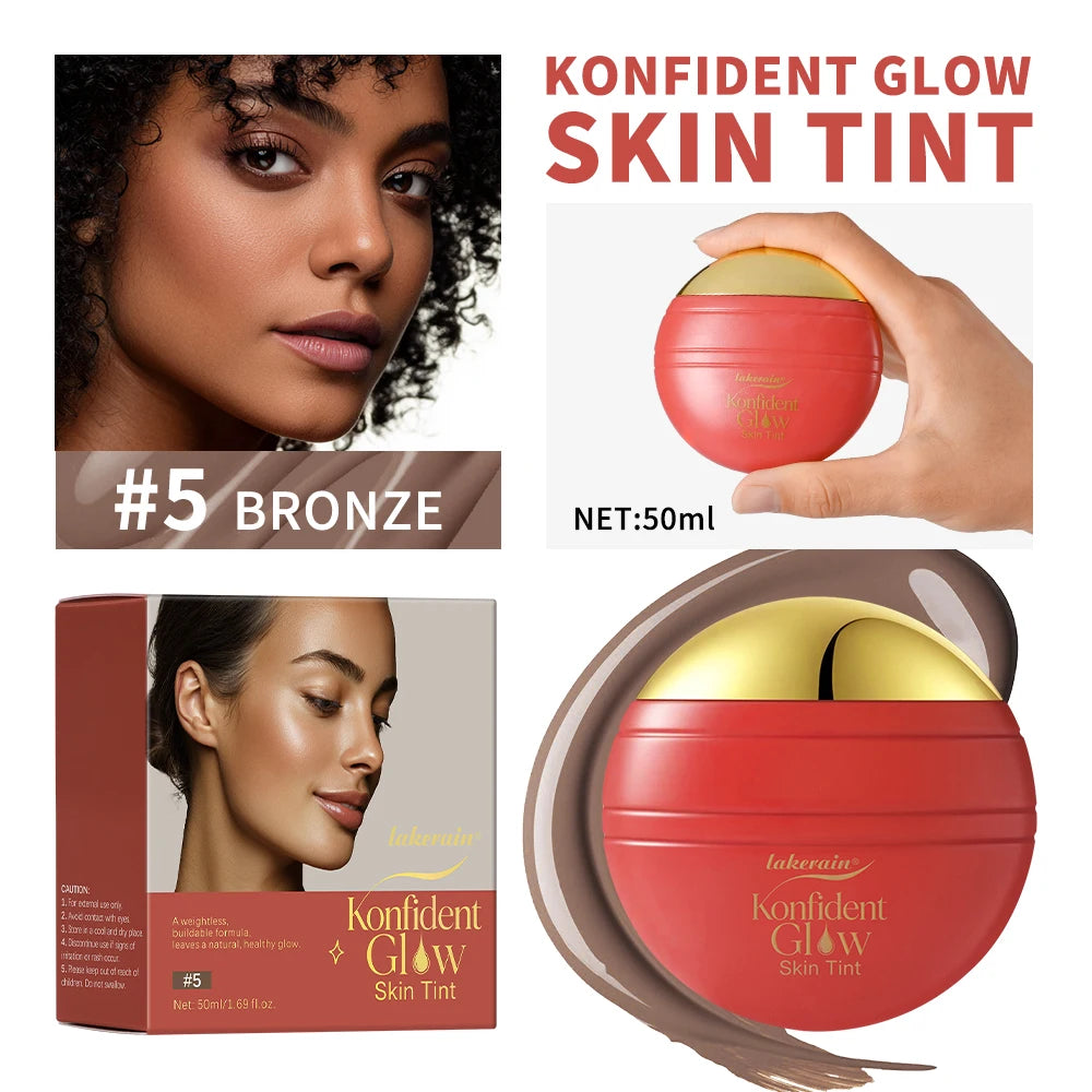 Hydrating Glow Skin Tint Foundation Oil-Free Glass Skin Facial Makeup Base Sweat Resistant Skin Friendly Light Coverage Makeup