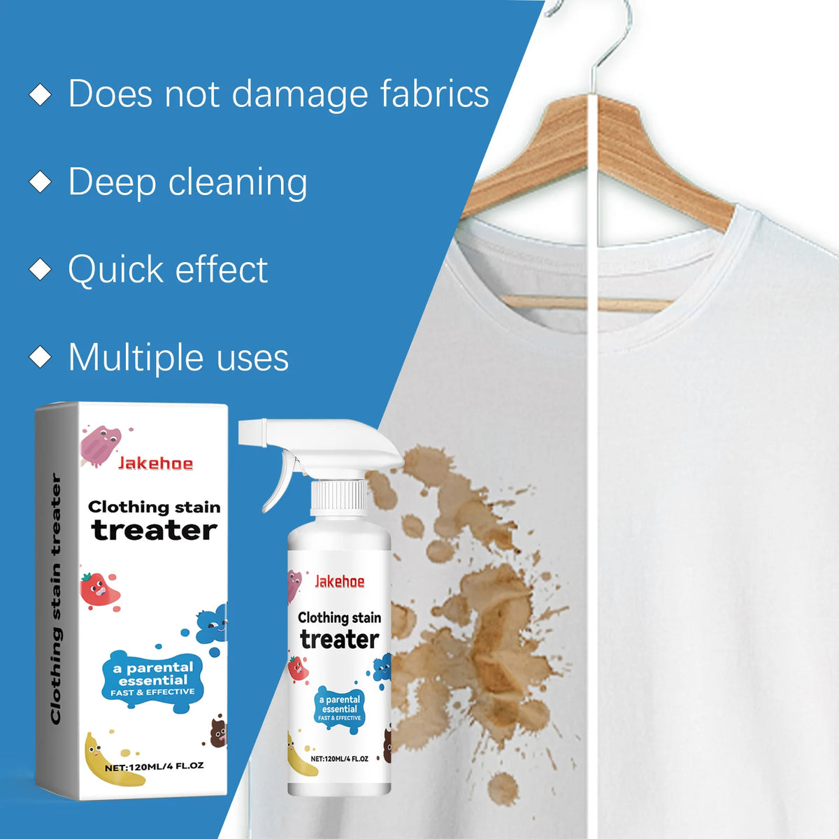 Clothes Decontamination Spray Deep Penetration Cleaning No Residue Mild&amp;Non Irritating Clean Fragrant &amp; Soft Protective Clothing
