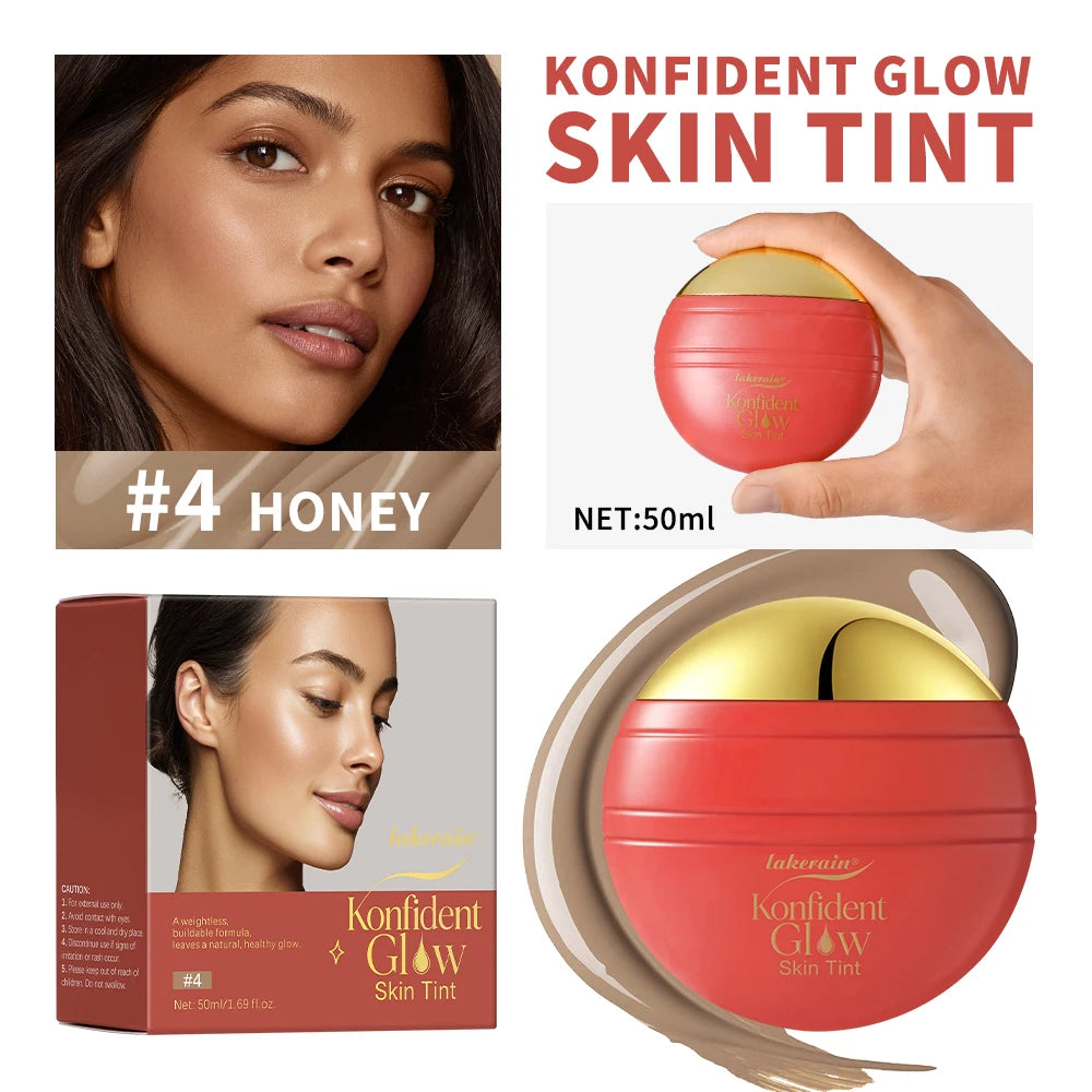 Hydrating Glow Skin Tint Foundation Oil-Free Glass Skin Facial Makeup Base Sweat Resistant Skin Friendly Light Coverage Makeup