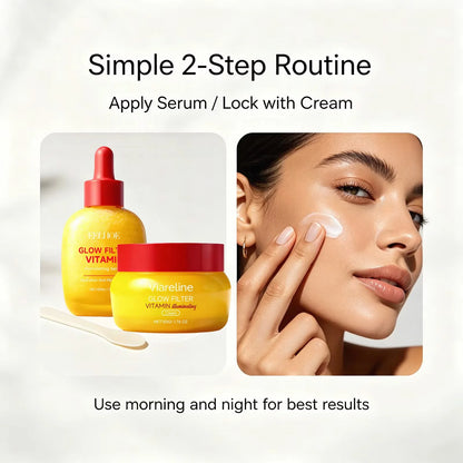 Glow Filter Vitamin Illuminating Serum &amp; Cream Set 30ml Serum + 50g Cream, Brightening &amp; Hydrating Duo for Radiant, Glowing Skin